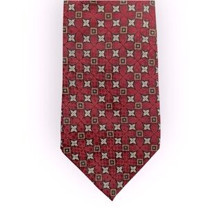 Louis Roth men’s vintage geometric neck tie red 100% silk